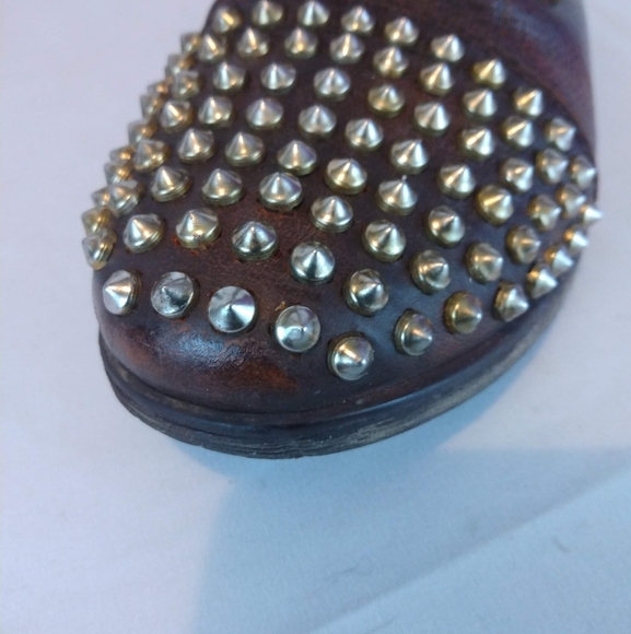 Steve Madden Brown Leather Studded Boots - Picture 2 of 13